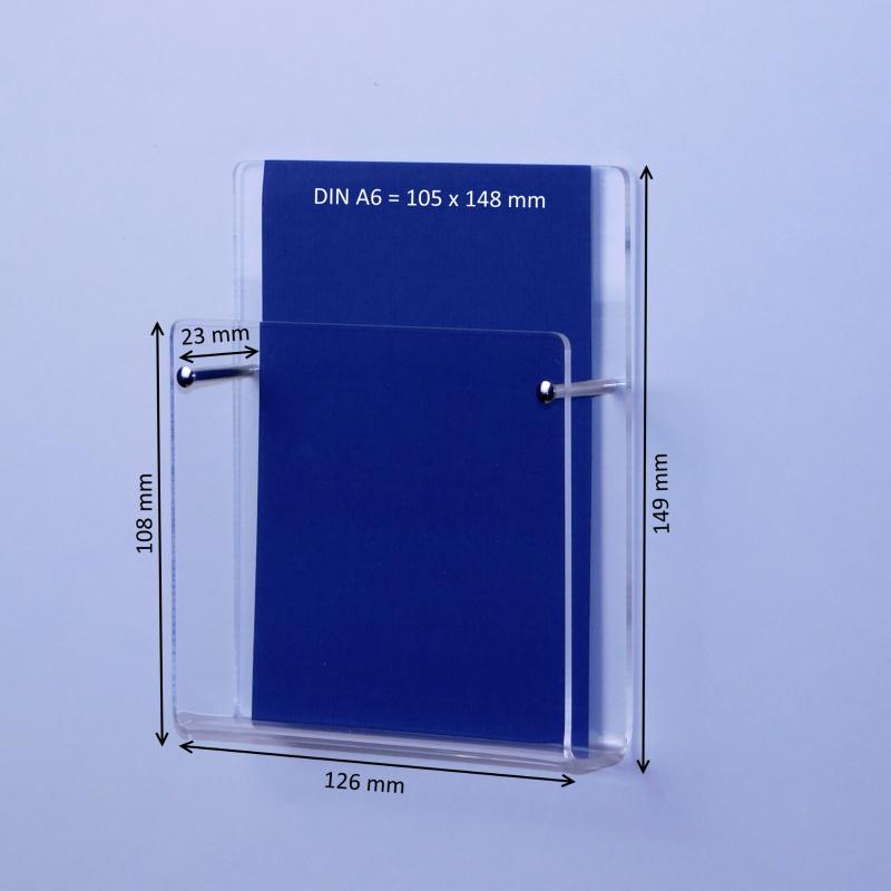 Wand-Prospekthalter DIN A6 Hochformat  Fülltiefe 23mm